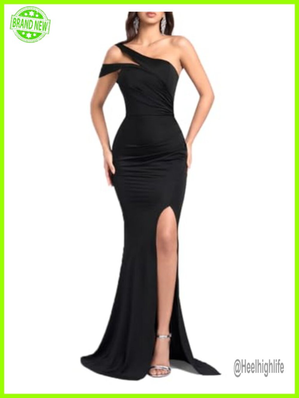 One Shoulder Bodycon Maxi Dress Backless Side Slit Mermaid Formal Prom Gown